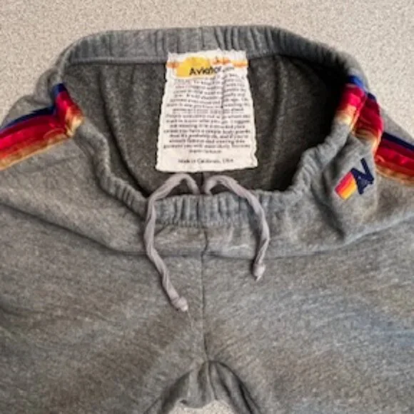 Aviator Nation Gray Joggers with Velvet Red and Gold Stripes - Picture 3 of 5